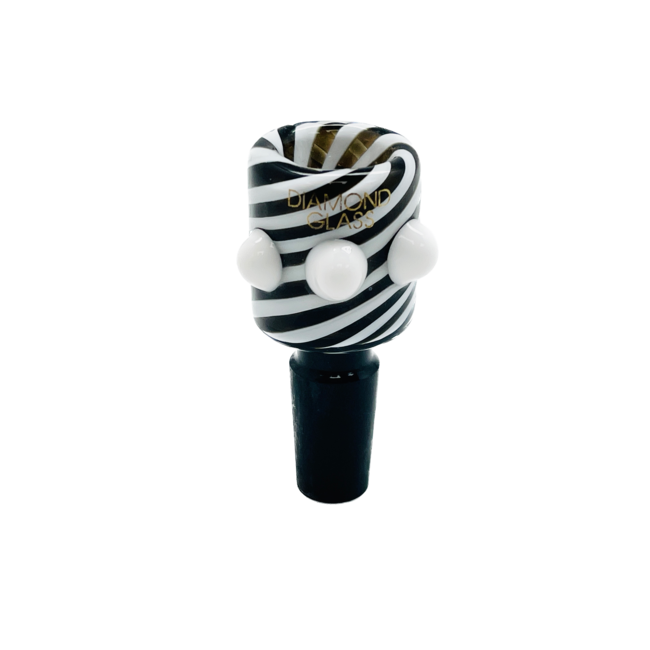 DIAMOND 14MM  COLORFUL WITH THREE DOTS GLASS BOWL