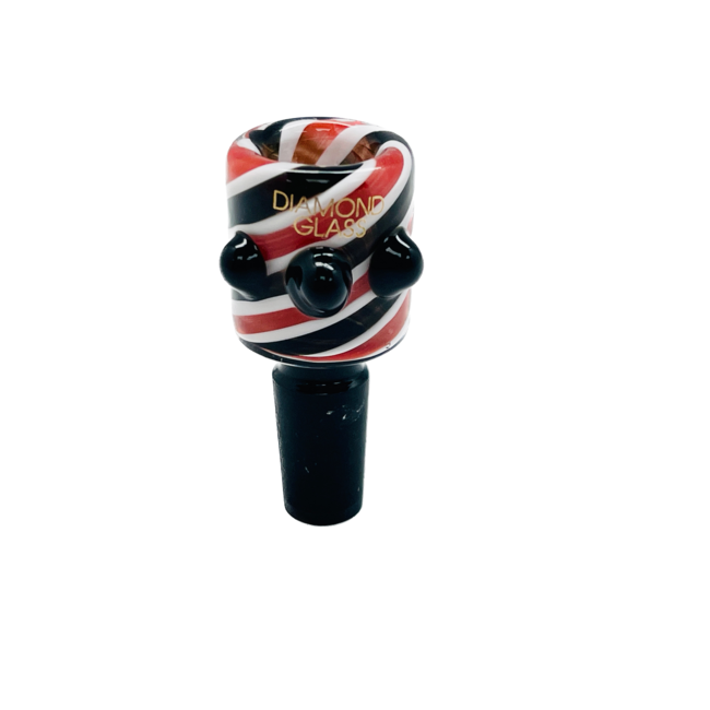 DIAMOND 14MM  COLORFUL WITH THREE DOTS GLASS BOWL