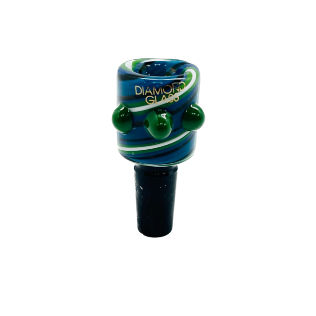 DIAMOND 14MM  COLORFUL WITH THREE DOTS GLASS BOWL