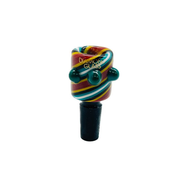 DIAMOND 14MM  COLORFUL WITH THREE DOTS GLASS BOWL