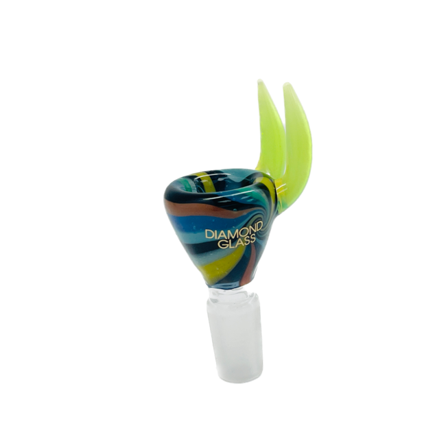 DIAMOND 14MM BOWL WITH TWO HORN GLASS BOWL