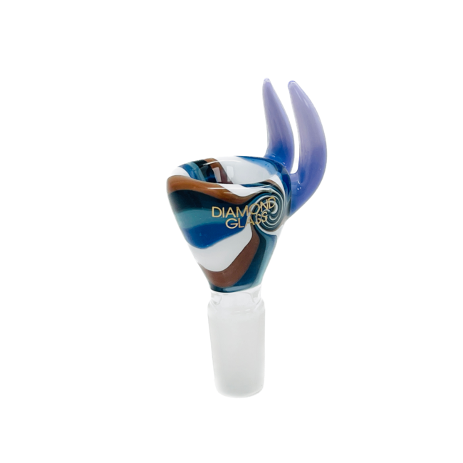 DIAMOND 14MM BOWL WITH TWO HORN GLASS BOWL