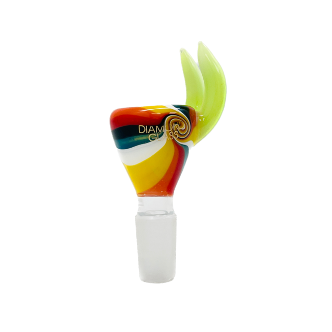 DIAMOND 14MM BOWL WITH TWO HORN GLASS BOWL