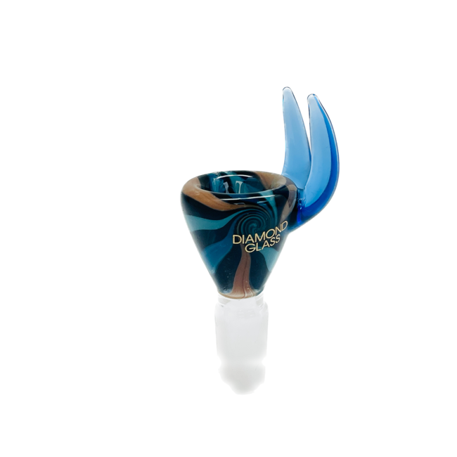 DIAMOND 14MM BOWL WITH TWO HORN GLASS BOWL