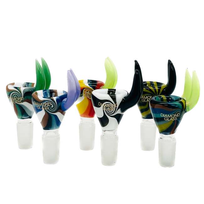 DIAMOND 14MM BOWL WITH TWO HORN GLASS BOWL