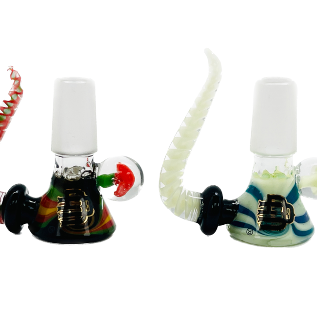 CRYSTAL GLASS 14MM  SPIRAL BUILT IN SCREEN GLASS BOWL