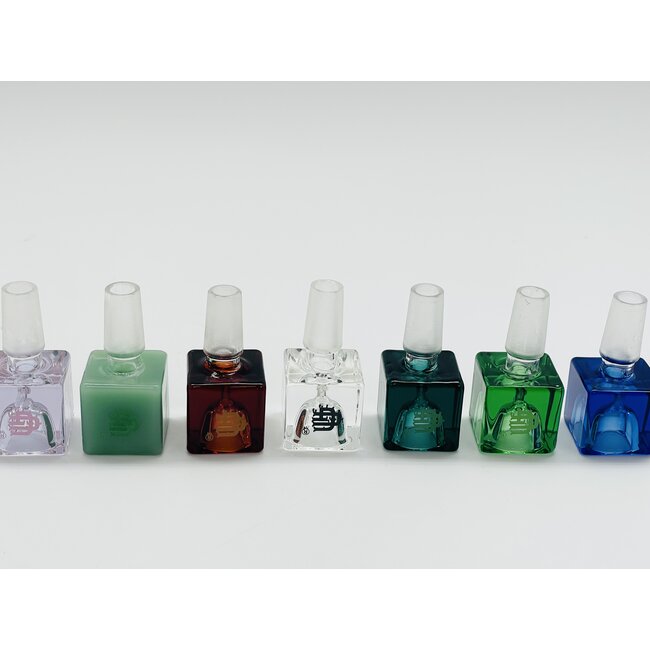 CRYSTAL GLASS CUBE GLASS  BOWL 14MM MALE