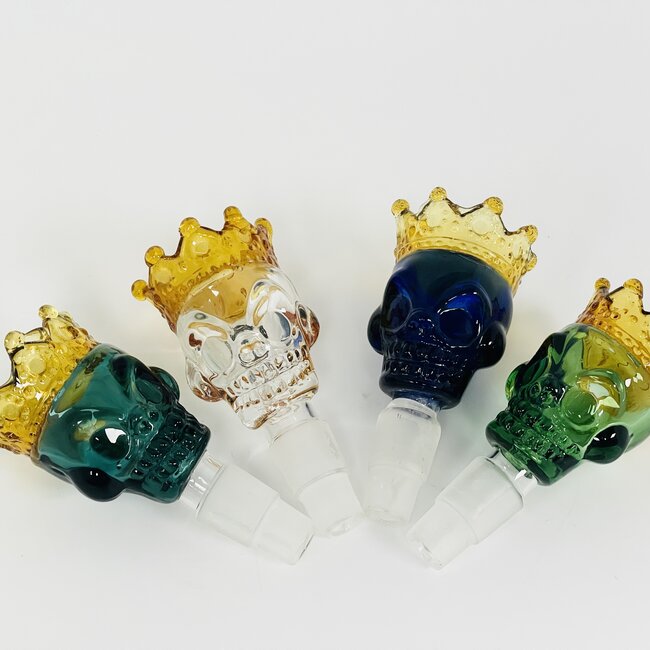 CRYSTAL GLASS 14/18MM SKULL WITH BROWN CROWN BOWL