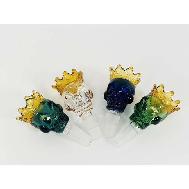 CRYSTAL GLASS 14/18MM SKULL WITH BROWN CROWN BOWL