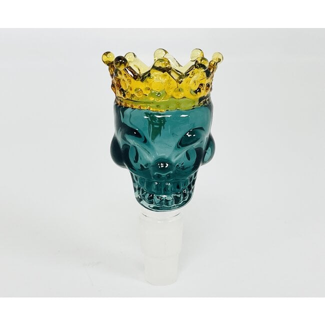 CRYSTAL GLASS 14/18MM SKULL WITH BROWN CROWN BOWL