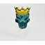 CRYSTAL GLASS 14/18MM SKULL WITH BROWN CROWN BOWL