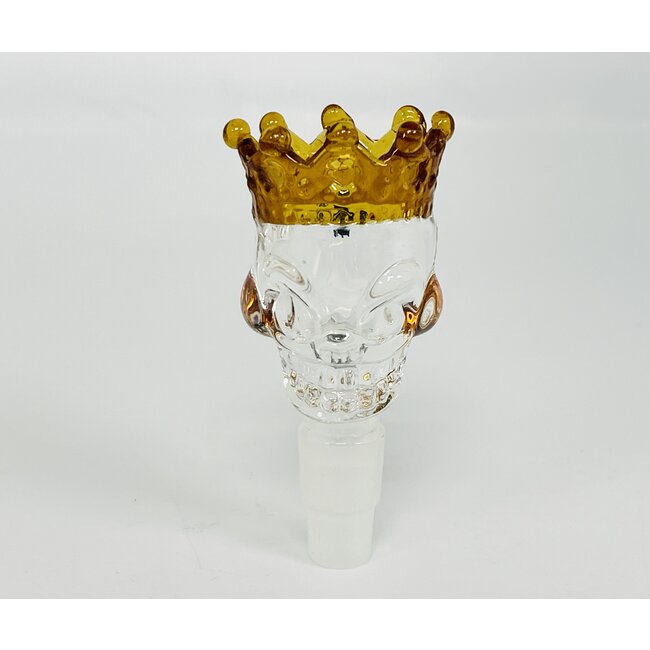 CRYSTAL GLASS 14/18MM SKULL WITH BROWN CROWN BOWL