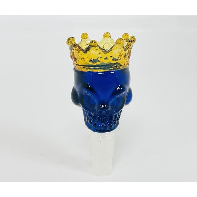 CRYSTAL GLASS 14/18MM SKULL WITH BROWN CROWN BOWL