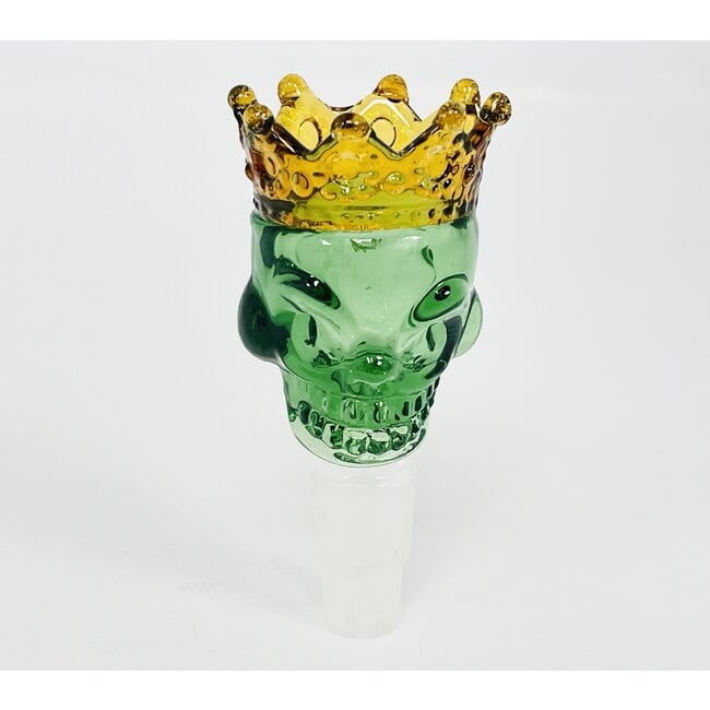CRYSTAL GLASS 14/18MM SKULL WITH BROWN CROWN BOWL