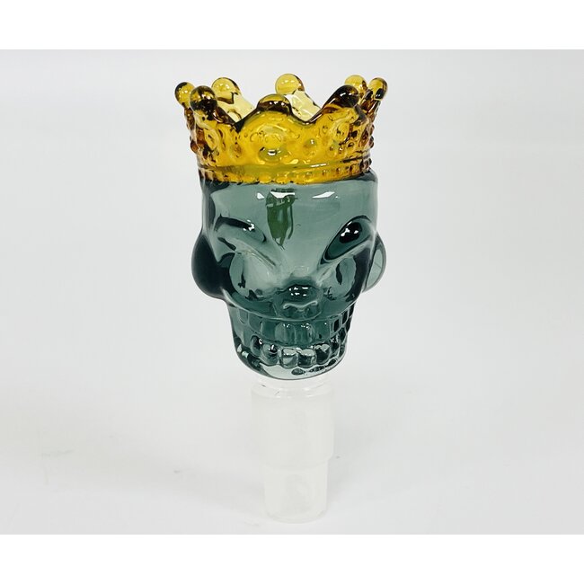 CRYSTAL GLASS 14/18MM SKULL WITH BROWN CROWN BOWL