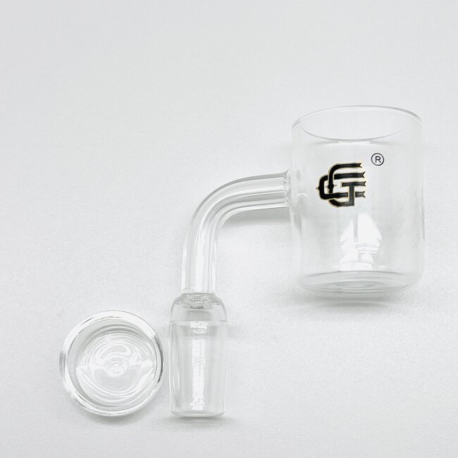 CRYSTAL GLASS 14MM MALE 90 DEGREE WITH DISH QUARTZ BANGER