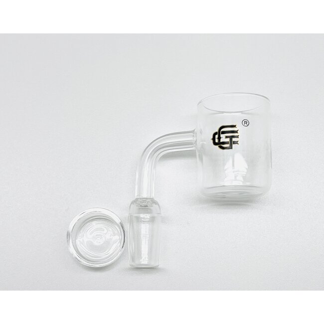 CRYSTAL GLASS 14MM MALE 90 DEGREE WITH DISH QUARTZ BANGER