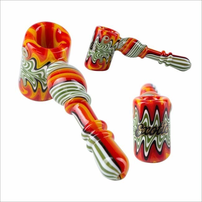 EXOTIC 5'' FULL WIG WAG HAMMER GLASS HAND PIPE CS120