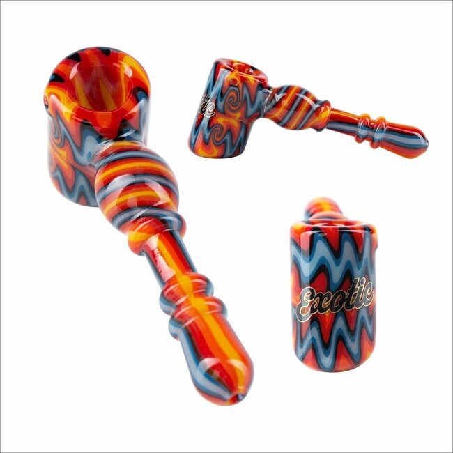 EXOTIC 5'' FULL WIG WAG HAMMER GLASS HAND PIPE CS120