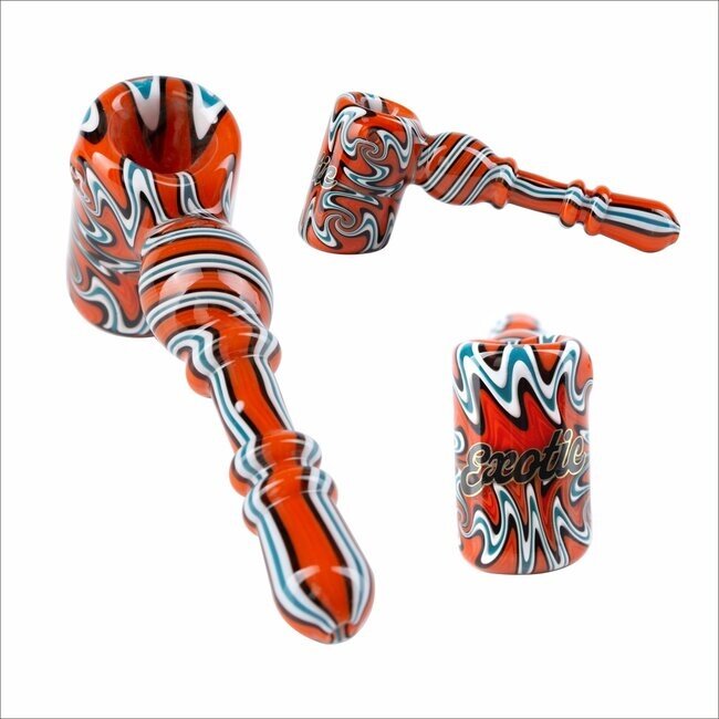 EXOTIC 5'' FULL WIG WAG HAMMER GLASS HAND PIPE CS120