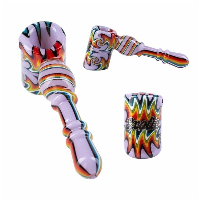 EXOTIC 5'' FULL WIG WAG HAMMER GLASS HAND PIPE CS120