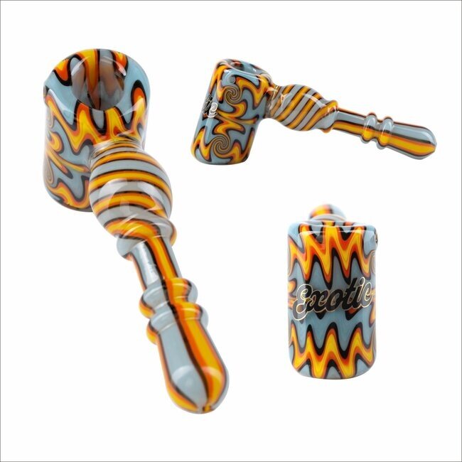 EXOTIC 5'' FULL WIG WAG HAMMER GLASS HAND PIPE CS120