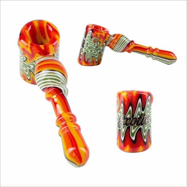 EXOTIC 5'' FULL WIG WAG HAMMER GLASS HAND PIPE CS120