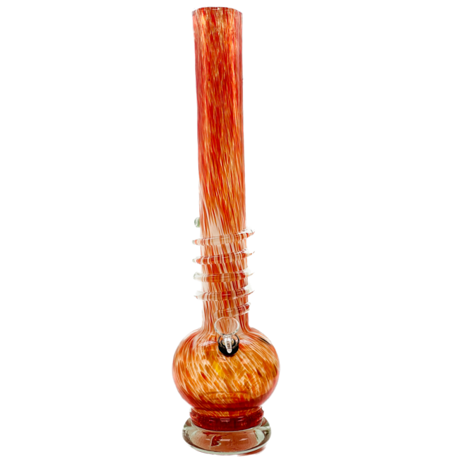 SOFT GLASS 18'' DUAL COLOR LONG NECK WITH RINGS WATER BONG MA-1803