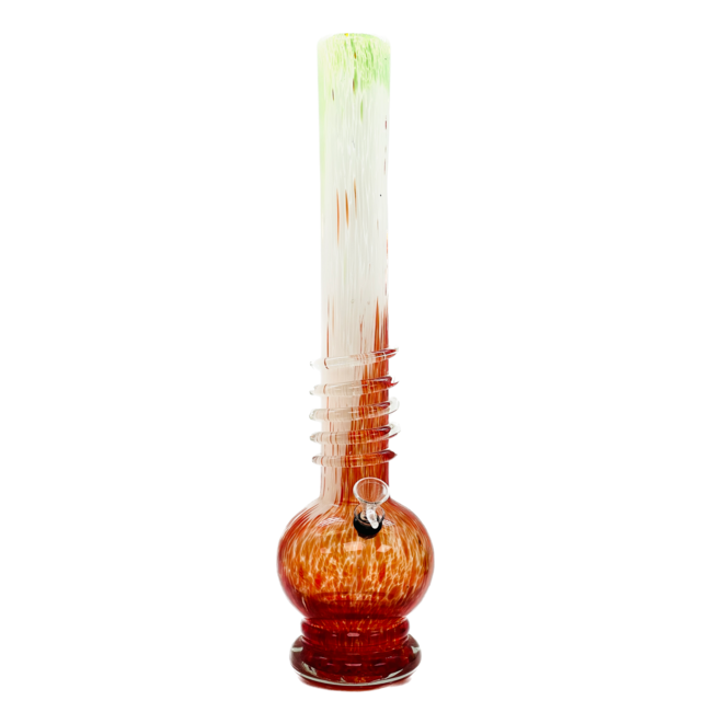SOFT GLASS 18'' DUAL COLOR LONG NECK WITH RINGS WATER BONG MA-1803
