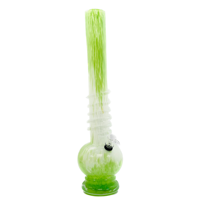 SOFT GLASS 18'' DUAL COLOR LONG NECK WITH RINGS WATER BONG MA-1803