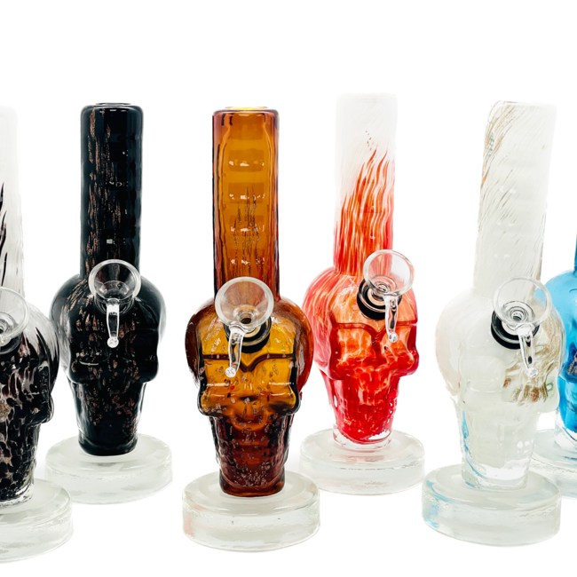 SOFT GLASS 8'' SMALL SKULL WATER BONG (MA-0824)