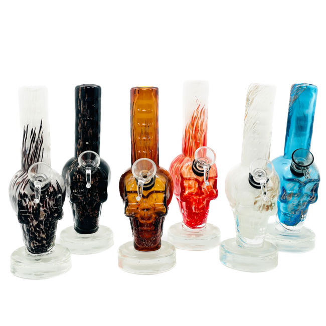 SOFT GLASS 8'' SMALL SKULL WATER BONG (MA-0824)