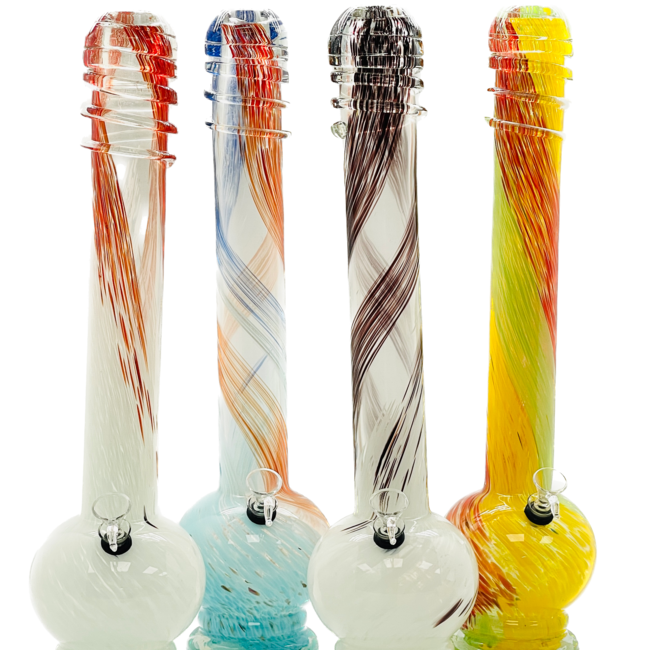 SOFT GLASS 19'' LIFTED ROUND TWISTED TIP WATER BONG MA-1803A