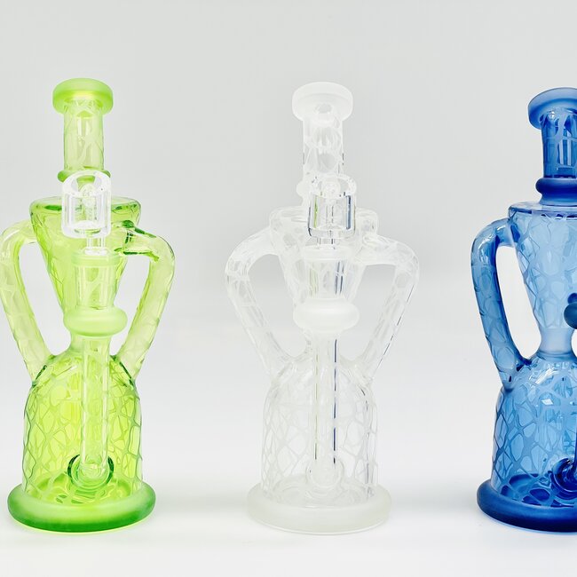 CRYSTAL GLASS 6.2'' DOUBLE RECYCLER WITH SAND BLASTING  C6289 CRYSTAL GLASS 6.2'' DOUBLE RECYCLER WITH SAND BLASTING  C6289