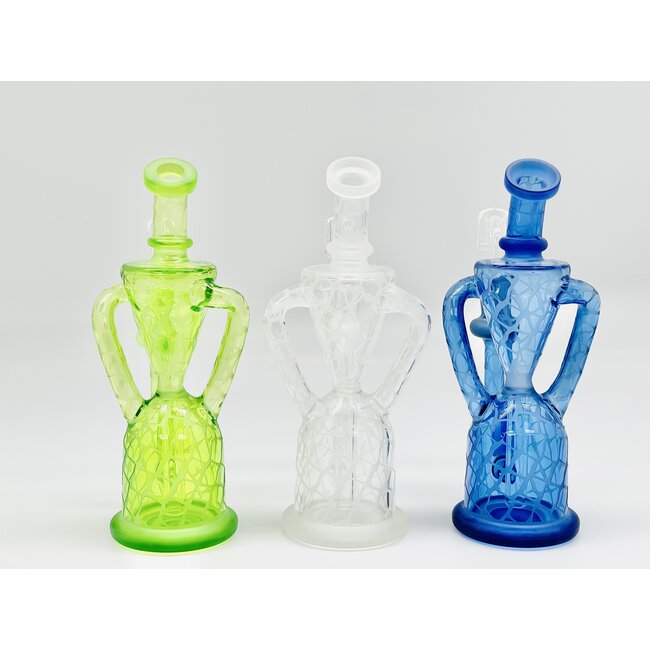 CRYSTAL GLASS 6.2'' DOUBLE RECYCLER WITH SAND BLASTING  C6289