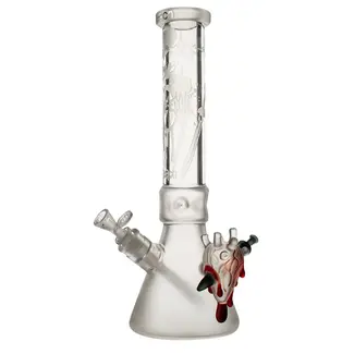 CHEECH GLASS CHEECH 15'' SANDBLAST HEART BEAKER BONG CHE-216