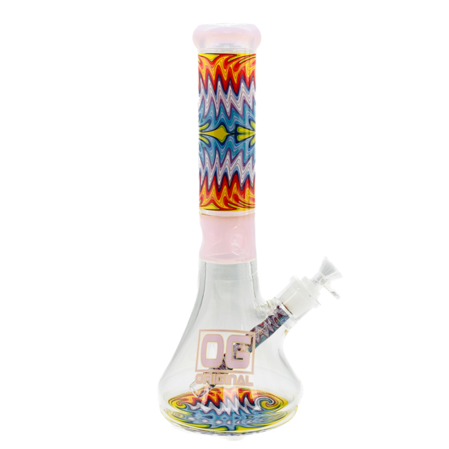 OG  GLASS 14'' 7MM WIGWAG BEAKER BONG-OG-624