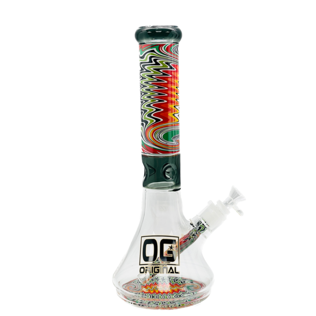 OG  GLASS 14'' 7MM WIGWAG BEAKER BONG-OG-624