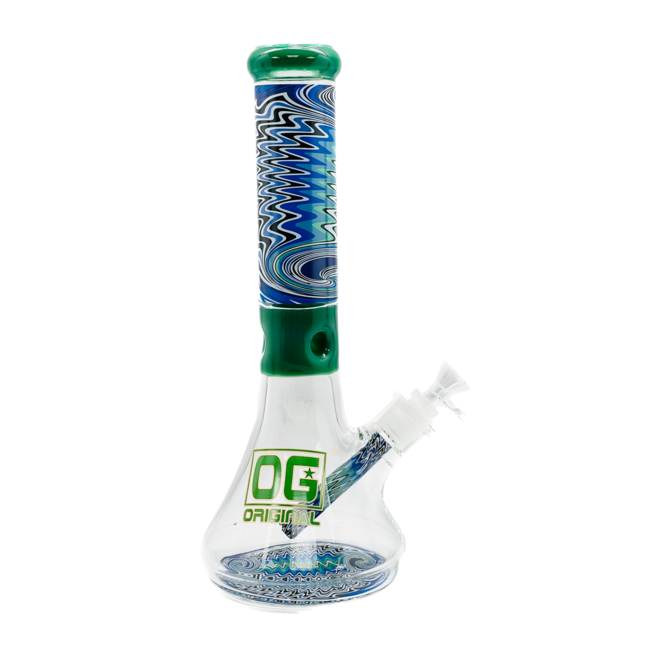 OG  GLASS 14'' 7MM WIGWAG BEAKER BONG-OG-624