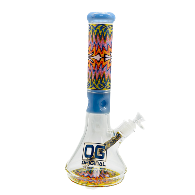 OG  GLASS 14'' 7MM WIGWAG BEAKER BONG-OG-624