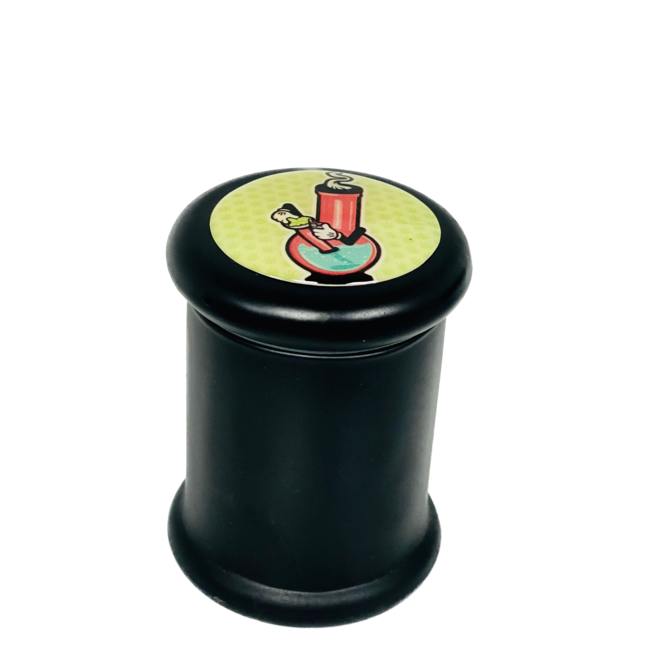 BLACK GLASS JAR PRESS TOP