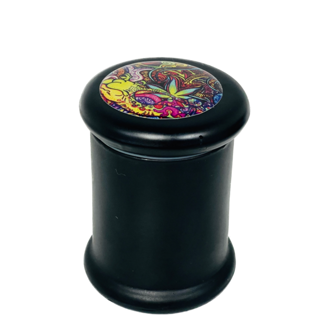 BLACK GLASS JAR PRESS TOP