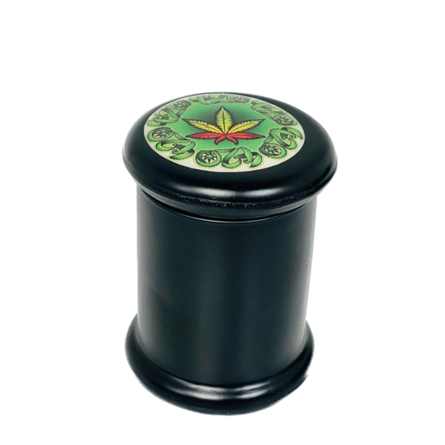 BLACK GLASS JAR PRESS TOP