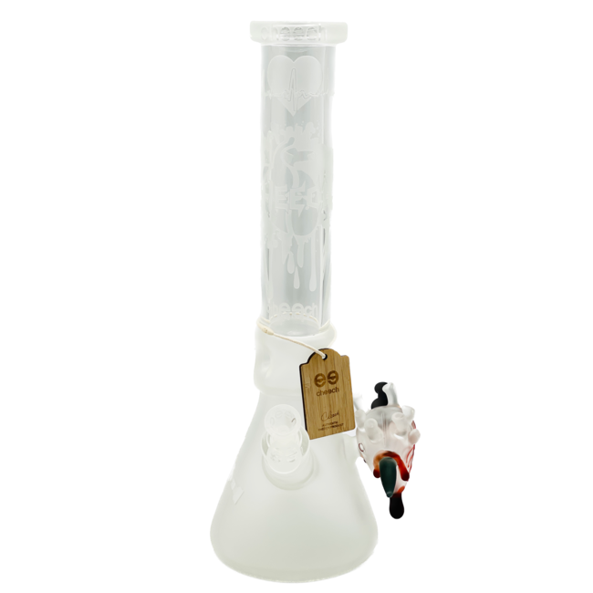 CHEECH GLASS 15'' SANDBLAST HEART BEAKER BONG CHE-216