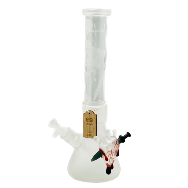 CHEECH GLASS 15'' SANDBLAST HEART BEAKER BONG CHE-216
