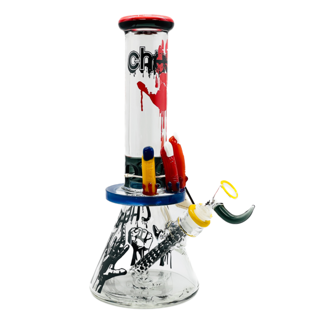 CHEECH GLASS 13'' BEAKER WITH 3 FINGERS CHE-143