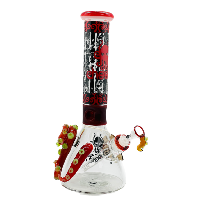 CHEECH GLASS 14'' FISH DECAL BEAKER CHE-226