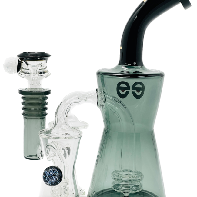 CHEECH GLASS 8'' CHARCOAL BLACK  BUBBLER WITH GIFT BOX CA-065