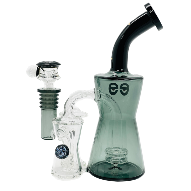 CHEECH GLASS 8'' CHARCOAL BLACK  BUBBLER WITH GIFT BOX CA-065