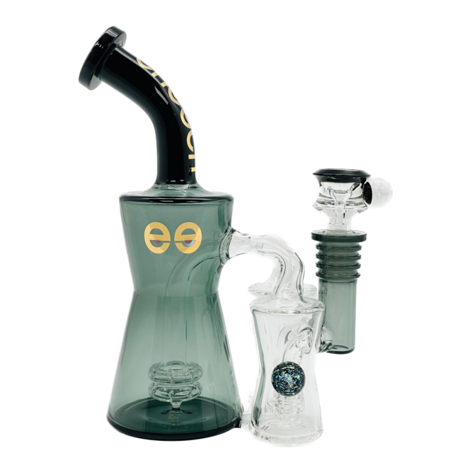 CHEECH GLASS 8'' CHARCOAL BLACK  BUBBLER WITH GIFT BOX CA-065